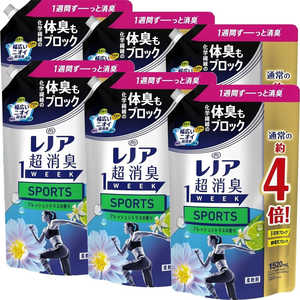 P&G (ケース販売)レノア超消臭1week SPORTSフレッシュシトラルの香り つめかえ用 超特大サイズ 1520mL×6個 