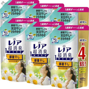P&G (ケース販売)レノア超消臭1week 部屋干しおひさまの香り つめかえ用 超特大サイズ 1520mL×6個 
