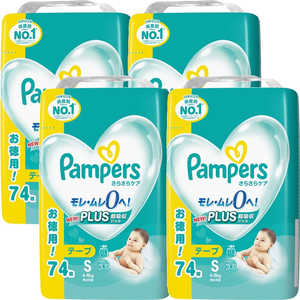 P＆G (ケース販売)Pampers(パンパース)さらさらケア テープ ウルトラジャンボ S(4-8kg)74枚×4個