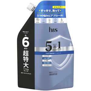 P&G h&s(エイチアンドエス)5 in 1 クールクレンズシャンプー つめかえ用超特大サイズ 1.75L P&G h&s(エイチアンドエス)5 in 1 クールクレンズシャンプー つめかえ用超特大サイズ 1.75L