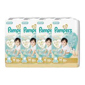 P＆G (ケース販売)Pampers(パンパース) 肌へのいちばんパンツ スーパージャンボMはいはい(5-10kg)46枚×4個 PMハダパンSJMHCS