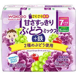 アサヒグループ食品 ごくごく果実 甘さすっきりぶどうミックス+鉄 125ml×3本 アサヒグループ食品 ごくごく果実 甘さすっきりぶどうミックス+鉄 125ml×3本