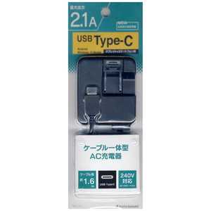 ラスタバナナ タブレット スマートフォン対応 USB-C AC充電器 2.1A (1.6m ブラック) RBAC102
