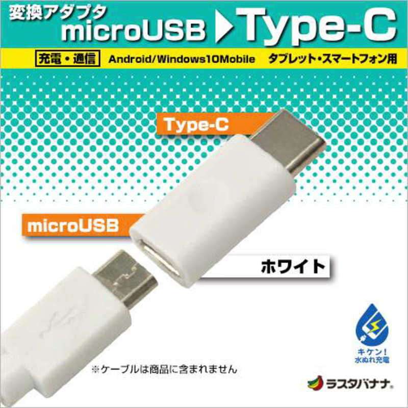 ラスタバナナ ラスタバナナ メス micro USB→USB-C オス 2.0変換アダプタ 充電 転送 ホワイト RBHE253 RBHE253