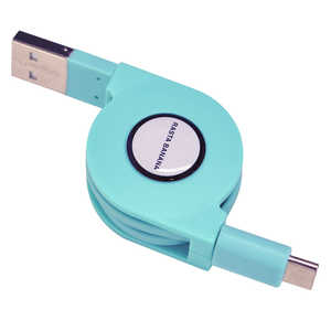 ラスタバナナ リール式 充電通信ケーブル TypeC-USB2.0　ミントブルー RBHE259