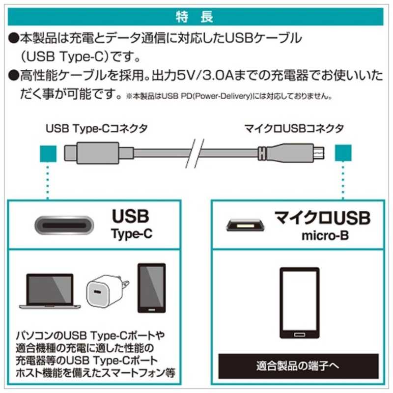 ラスタバナナ ラスタバナナ 1.2m USB-C ⇔ USB microB ケーブル 充電 転送 ブラック RBHE268 RBHE268