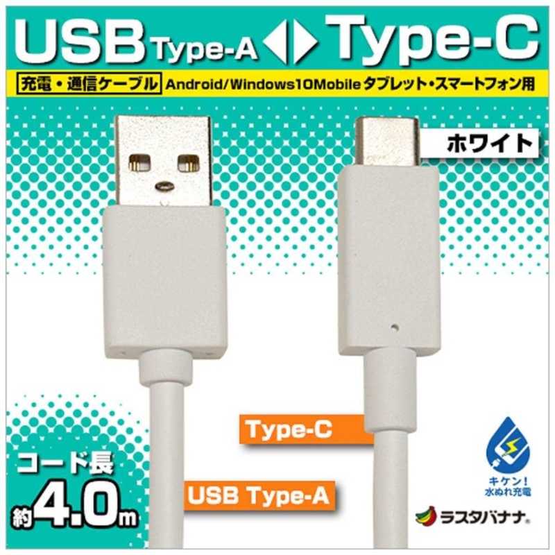 ラスタバナナ ラスタバナナ 4m USB-C ⇔ USB-A ケーブル 充電 転送 ホワイト RBHE279 RBHE279