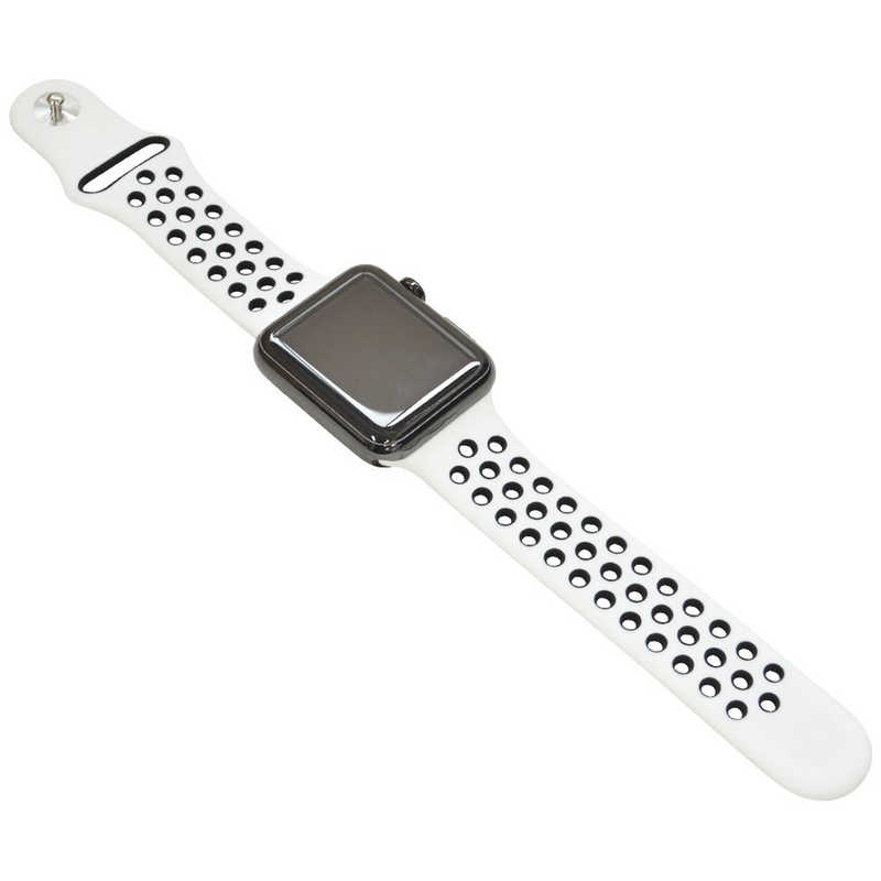 ラスタバナナ Apple Watch用 38 RBLAW4002WK ホワイト スポーツタイプ 40mm シリコンベルト ホワイト×ブラック 38 40mm Apple watch用スポーツベルト ブラック