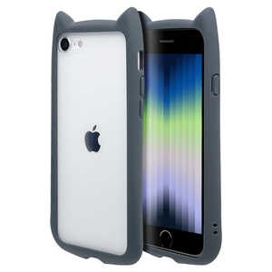 ラスタバナナ iPhone SE 第3世代 /SE 第2世代 /8/7 猫耳ケース mimi GLASS 衝撃吸収 ケース カバー ハイブリッド かわいい ネコミミ ネコ型 背面ガラス ネイビー 6830IP247HB