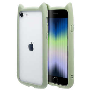 ラスタバナナ iPhone SE 第3世代 /SE 第2世代 /8/7 猫耳ケース mimi GLASS 衝撃吸収 ケース カバー ハイブリッド かわいい ネコミミ ネコ型 背面ガラス Mグリーン 6836IP247HB