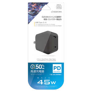 X^oii AC[d Type-C×2|[g PD45W BK [2|[g /USB Power DeliveryΉ /GaN(KE) ̗p] RAC2C45W01BK