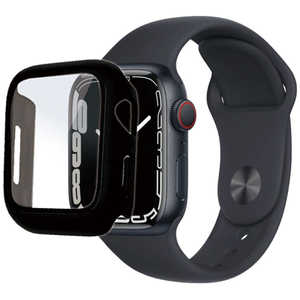 ラスタバナナ Apple Watch Series 8/7 41mm用 ガラス＋PC一体型ケース ブラック GHB3740AW41