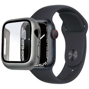 ラスタバナナ Apple Watch Series 8/7 41mm用 ガラス+PC一体型ケース シルバー GHB3741AW41