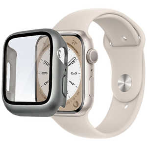 ラスタバナナ Apple Watch Series 8/7 45mm用 ガラス＋PC一体型ケース シルバー GHB3743AW45