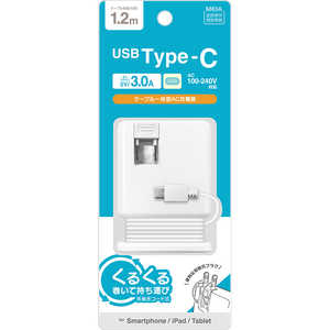 ラスタバナナ 手巻ケーブル Type-C AC充電器 3.0A 1.2m WH R12ACC3A01WH ラスタバナナ 手巻ケーブル Type-C AC充電器 3.0A 1.2m WH R12ACC3A01WH