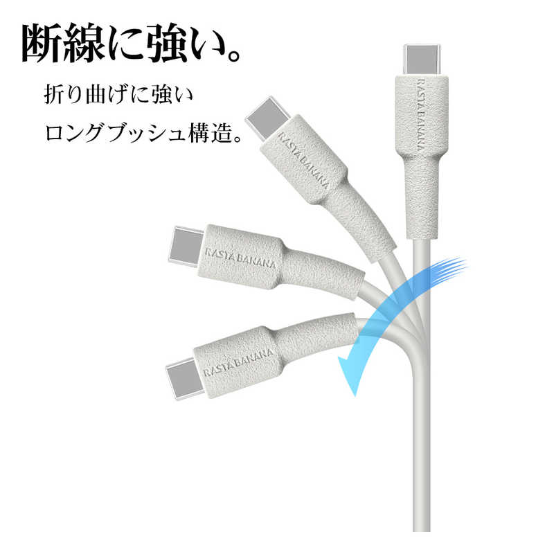 ラスタバナナ ラスタバナナ USB C to Type C cable やわらか 1.5m ライトグレー ［USB Power Delivery対応］ R15CACC3A01LGRY R15CACC3A01LGRY