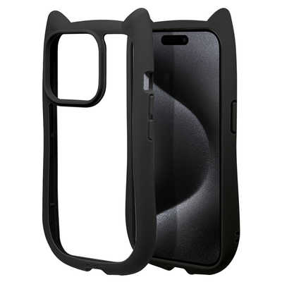 ラスタバナナ iPhone15 Pro 6.1インチ 猫耳ケース mimi TPU×PC BK の