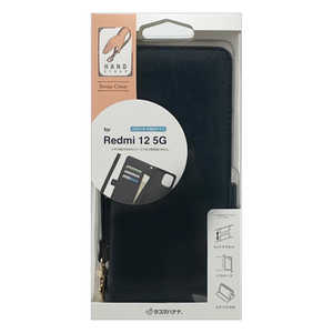 ラスタバナナ Redmi 12 5G ハンドストラップ付き手帳型ケース BK カード4枚 ブラック 7765R12BHSBK
