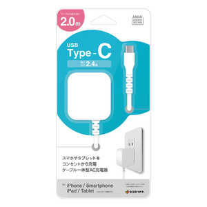 ラスタバナナ AC充電器 ケーブル直付Type-C 2.4A 2m WH ホワイト R20ACC2A03WH