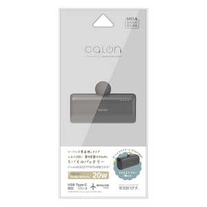 ラスタバナナ calon 5000mAh Type-C直付けモバイルバッテリー Cオス Cメス 20W出力 ［USB Power Delivery対応 /2ポート］ チャコールグレー RLI050C20W02CGRY
