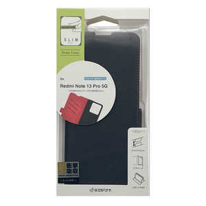 ラスタバナナ Redmi Note 13 Pro 5G 薄型手帳ケース サイドマグネット カード3枚 BK×RD ブラック×レッド 7949R13PSMBKR