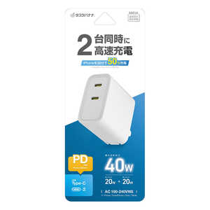 X^oii AC[dType-C×2 PD20Wm2|[g/USB Power DeliveryΉnzCg RAC2C20W01WH