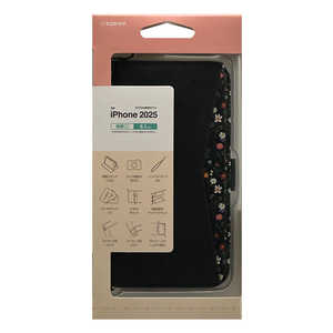 ラスタバナナ iPhone 16e 花柄手帳型ケース ブラック 8622IP5EBHSBK ラスタバナナ iPhone 16e 花柄手帳型ケース ブラック 8622IP5EBHSBK