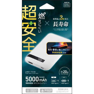 ���X�^�o�i�i 5000mAh ���ő̃��o�C���o�b�e���[ A×1 C×1 PD20W�o�� [ USB Power Delivery�Ή� / 2�|�[�g ] �z���C�g RLI050C20W03WH