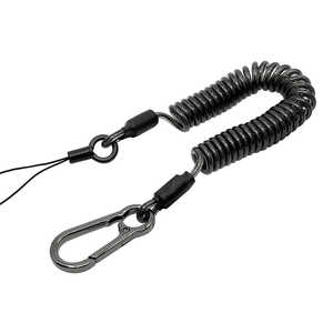 ラスタバナナ コイルストラップ 極太 カラビナ ステンレスワイヤー入り ロング BK ブラック RCSTWCL04BK