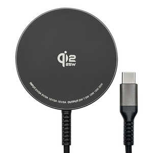 ラスタバナナ ワイヤレスチャージャー Qi2.2認証 25W 1m Type-Cケーブル直付 ［ワイヤレスのみ］ ダークグレー R10WCC25W05DG