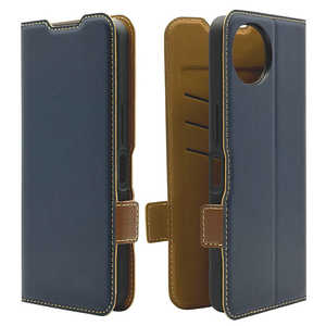 ラスタバナナ AQUOS Wish6 薄型手帳サイドマグネットケース ネイビー×ブラウン 9509AW6BSMNVB