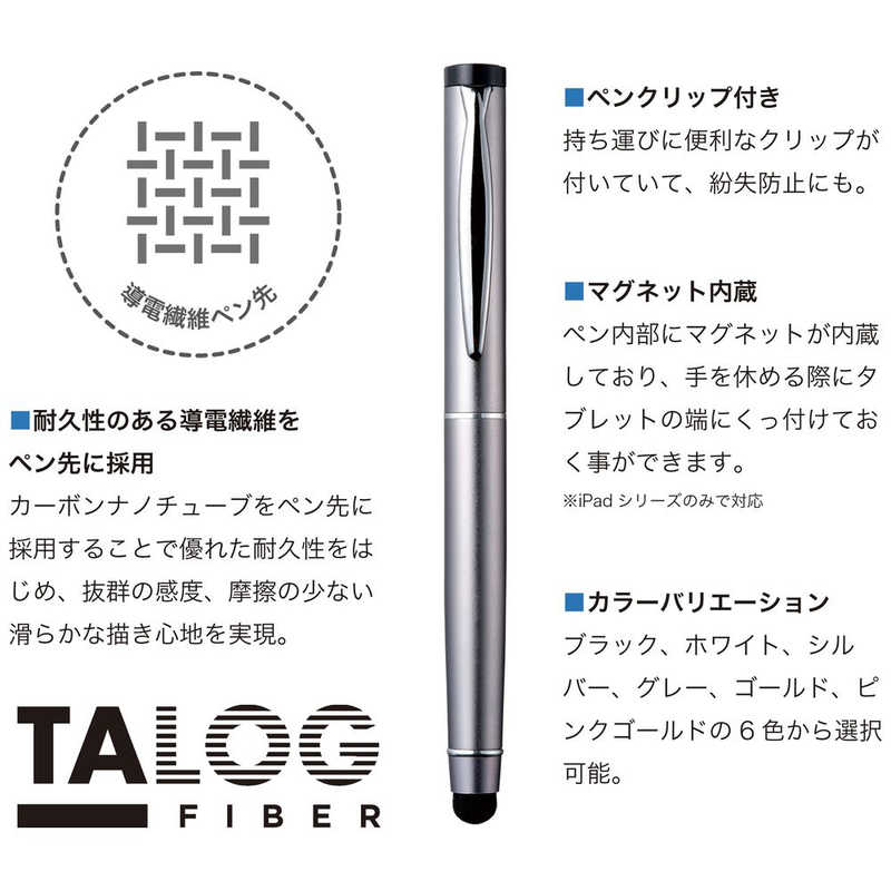 プリンストン プリンストン TALOG 滑らかにすべる導電繊維ペン先タッチペン(グレイ) TLG-TP5-GY TLG-TP5-GY