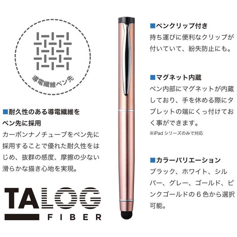 プリンストン プリンストン TALOG 滑らかにすべる導電繊維ペン先タッチペン(ピンクゴールド) TLG-TP5-PG TLG-TP5-PG