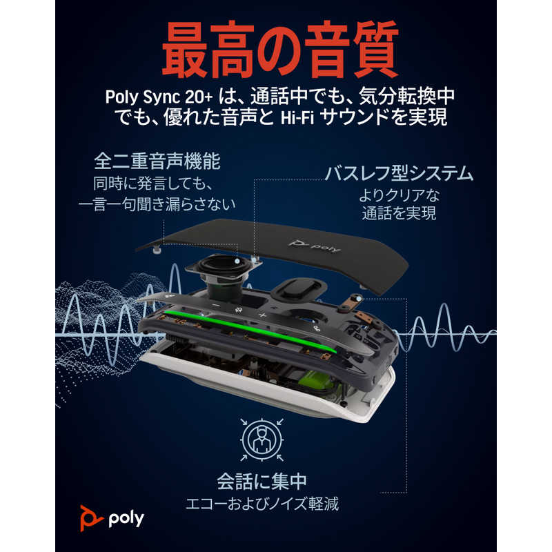 POLY POLY SYNC 20＋ TEAMS BT700 USB アダプター付き poly(ポリー) ［USB・充電式］ PPSYNC-20PLSMRTL PPSYNC-20PLSMRTL