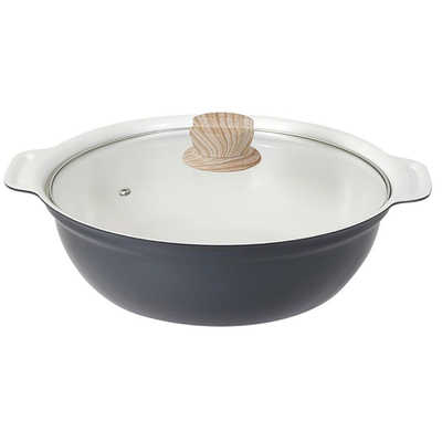 ベストコ 卓上鍋 両手鍋 26cm IH ガス火対応 ガラス蓋付 セラミック