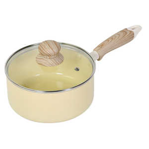 ベストコ 片手鍋 18cm ソースパン IH ガス火対応 ガラス蓋付 セラミック 軽量 セラミック毎日ポット カスタード NQ-443