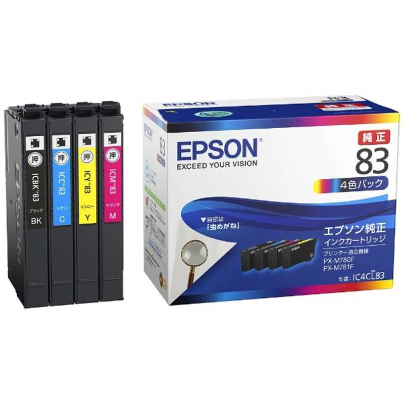 エプソン　EPSON エプソン　EPSON ｢純正｣インクカートリッジ IC4CL83(4色パック) IC4CL83(4色パック)
