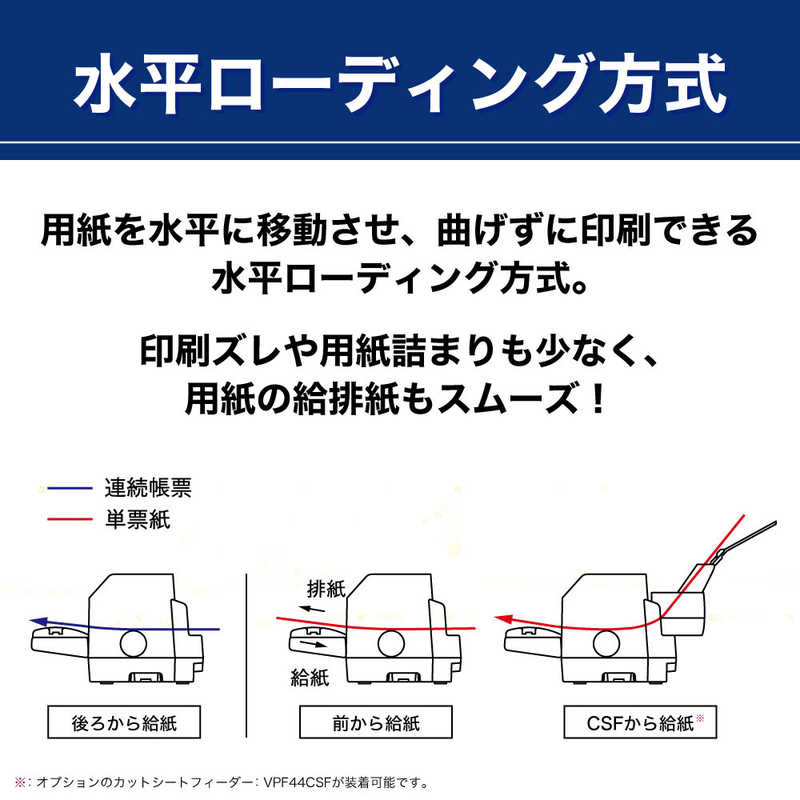 エプソン　EPSON エプソン　EPSON ドットインパクトプリンター IMPACT-PRINTER 水平型モデル(ネットワーク標準/カットシートフィーダー) [136桁] VP-F44NKSM VP-F44NKSM