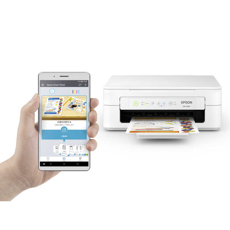 エプソン　EPSON エプソン　EPSON A4カラーインクジェット複合機プリンター Colorio ［L判～A4］ ホワイト EW-056A EW-056A