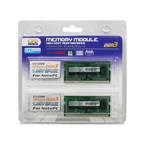 DDR3 - 1600 204pin SO-DIMM 低電圧1.35V (4GB 2枚組) CFD-Panramシリーズ W3N1600PS-L4G