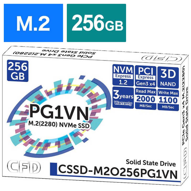CFD CFD 内蔵SSD M2OPG1VN シリーズ [M.2 /256GB]｢バルク品｣ CSSD-M2O256PG1VN CSSD-M2O256PG1VN