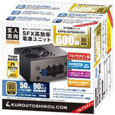 玄人志向 80Plus Goldのフルプラグイン600WSFX電源 KRPW-SXP600W&frasl;90+