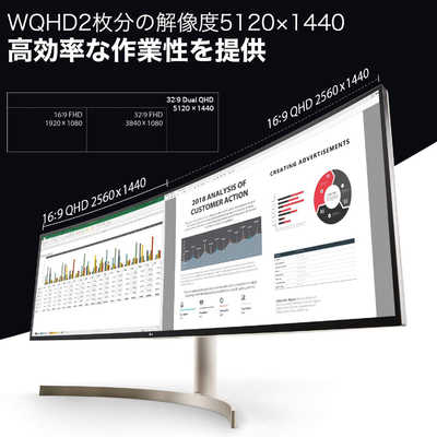 LG PCモニター UltraWide Monitor ホワイト [49型 /Dual QHD(5120×1440