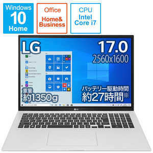 LG ノｰトパソコン gram クオｰツシルバｰ [17.0型/intel Core i7/SSD:1TB/メモリ:16GB/2021年2月発売モデル] 17Z90P-KA79J1