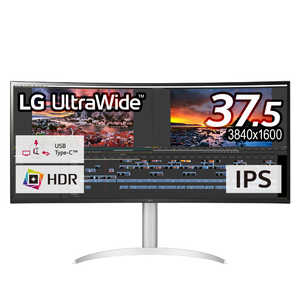 LG PCモニター UltraWide ホワイト [37.5型 /UWQHD+(3840×1600） /ワイド /曲面型] 38WP85C-W