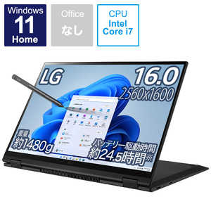 LG ノートパソコン gram オブシディアンブラック [16.0型 /intel Core i7 /メモリ：16GB /SSD：1TB /2021年11月] 16T90P-KA78J