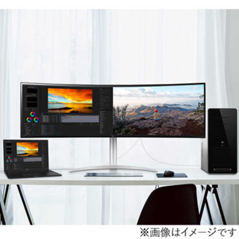 LG LG USB-C接続 PCモニター UltraWide Monitor ［49型 /Dual QHD(5120×1440) /ワイド /曲面型］ ブラック 49WQ95C-W 49WQ95C-W