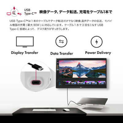 LG PCモニター ホワイト [27型 /4K(3840×2160） /ワイド] 27UP550N-W