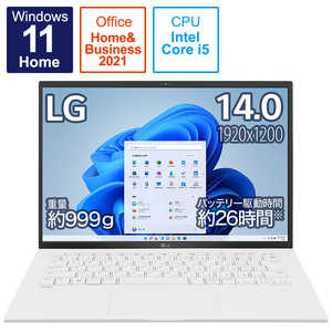 LG ノートパソコン gram スノーホワイト [14.0型 /Win11 Home /Core i5 /メモリ：8GB /SSD：512GB /Office] 14Z90Q-KR54J1