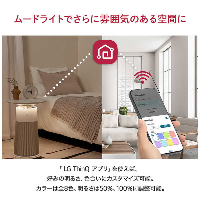 LG LG マルチ機能空気清浄機 PuriCare AeroFurniture ラウンド型 空気清浄:12畳まで PM2.5対応 ホワイト AS207PWU0 AS207PWU0